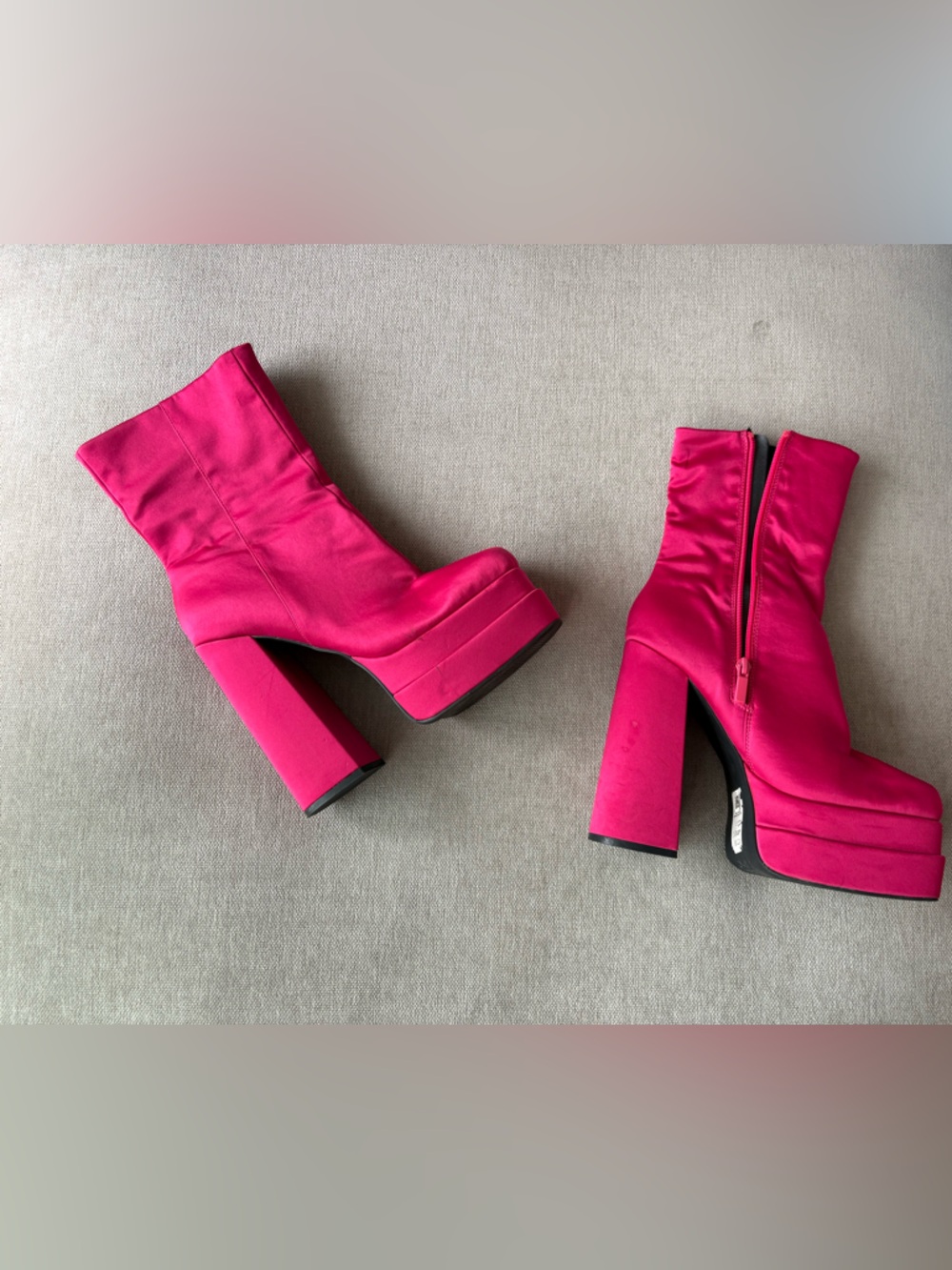 ASOS Hot Pink Platform Block Heel Ankle Boots